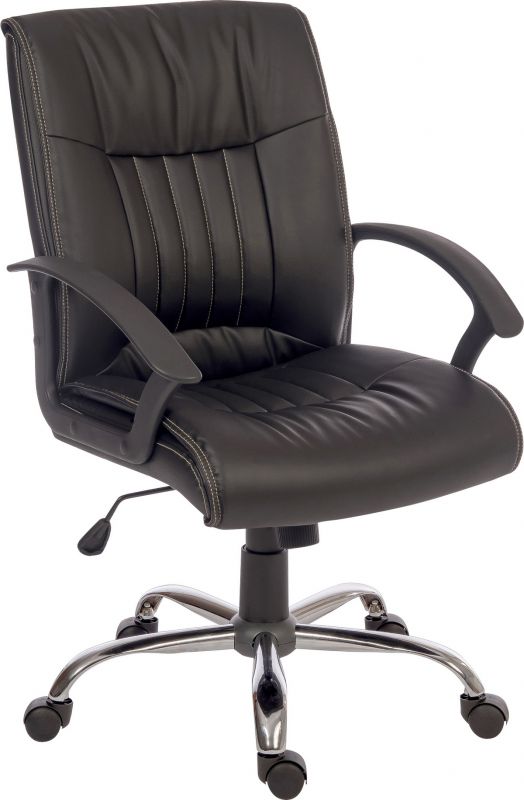 Black Leather Swivel Office Chair - MILAN